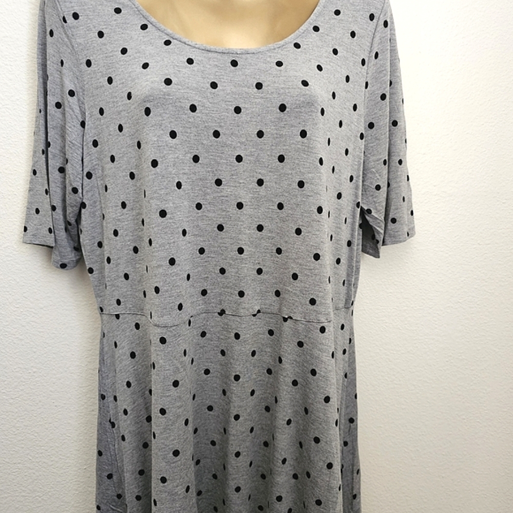 Soma Live Lounge Scoop Neck high /low gray black polka dot Tunic Top size XL